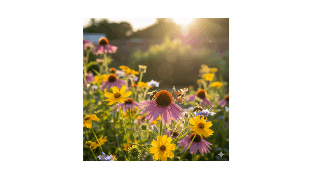 Flat lay of a seasonal garden planner and tablet showing AI planting suggestions, illustrating how Gemini helps plan by season.